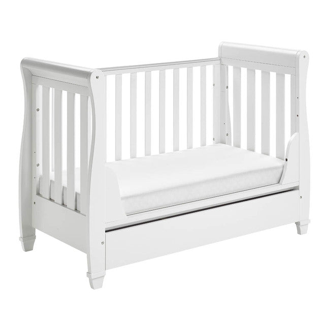 Babymore Eva Sleigh Drop Side Cot Bed - White