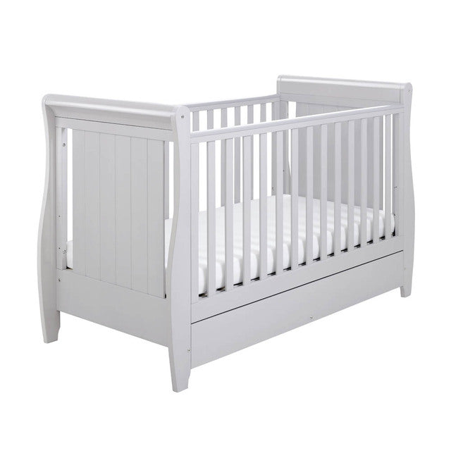 Babymore Stella Sleigh Drop Side Cot Bed - Grey