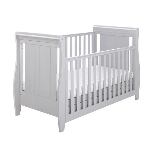 Babymore Stella Sleigh Drop Side Cot Bed - Grey