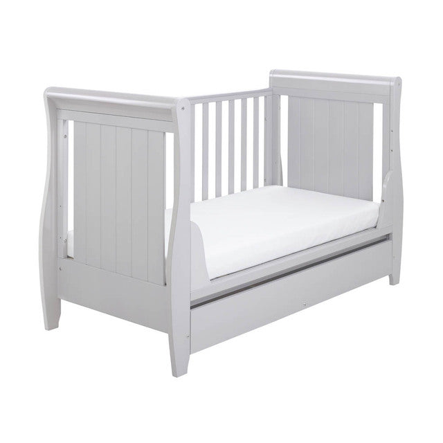 Babymore Stella Sleigh Drop Side Cot Bed - Grey