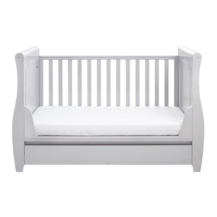 Babymore Stella Sleigh Drop Side Cot Bed - Grey