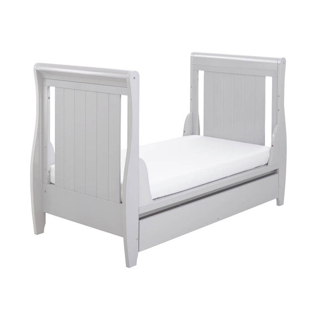 Babymore Stella Sleigh Drop Side Cot Bed - Grey