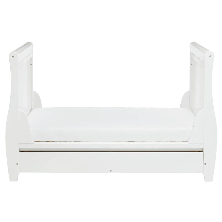 Babymore Stella Sleigh Drop Side Cot Bed - White