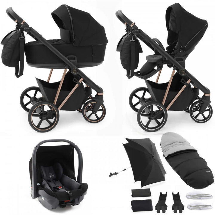 Babystyle Prestige Vogue 12 Piece Travel System Bundle - Black/Gold/Ebony