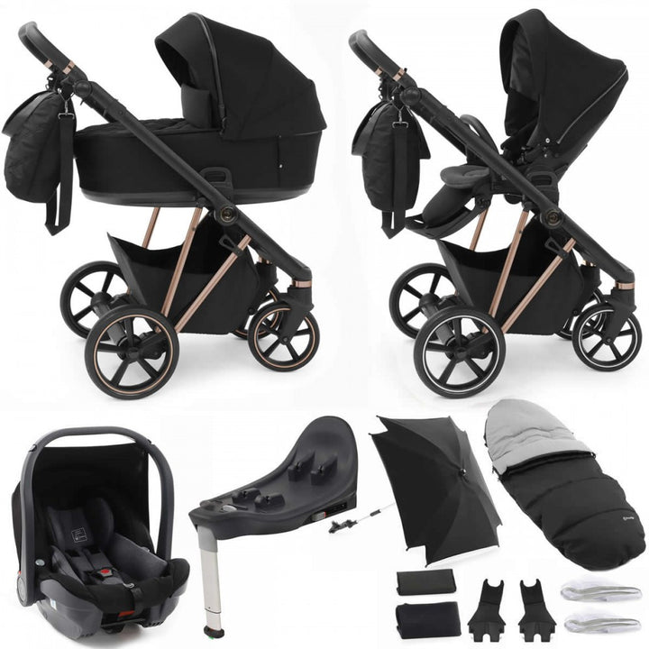 Babystyle Prestige Vogue 13 Piece Travel System Bundle - Black/Gold/Ebony