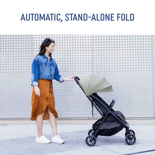 Automatic folding outlet pram