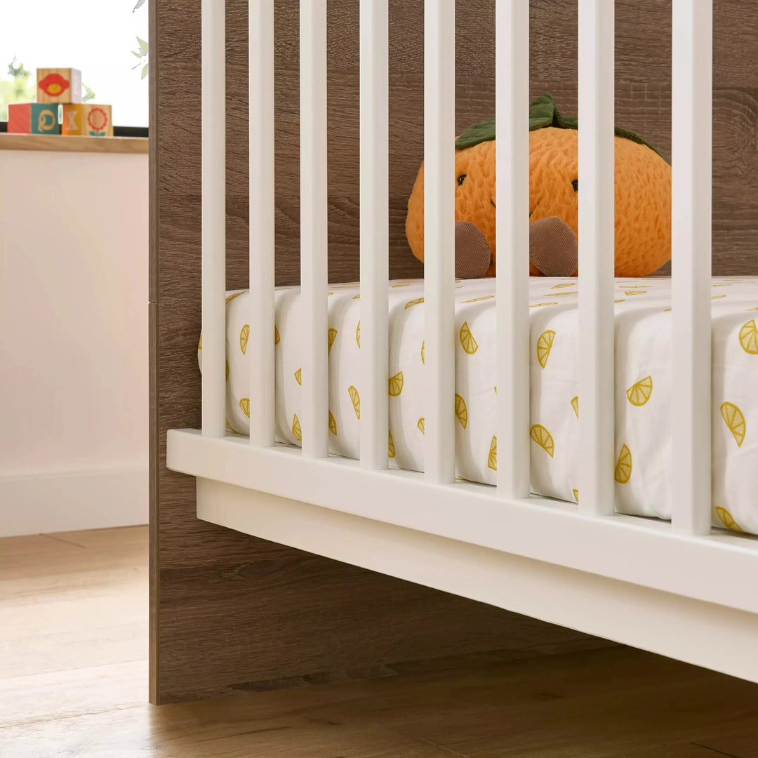 Cuddleco Enzo Cot Bed - Truffle Oak & White