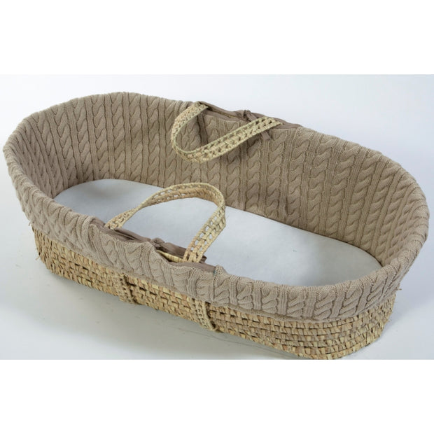 Cuddles Collection Cable Knit Mosses Basket Bundle - Taupe