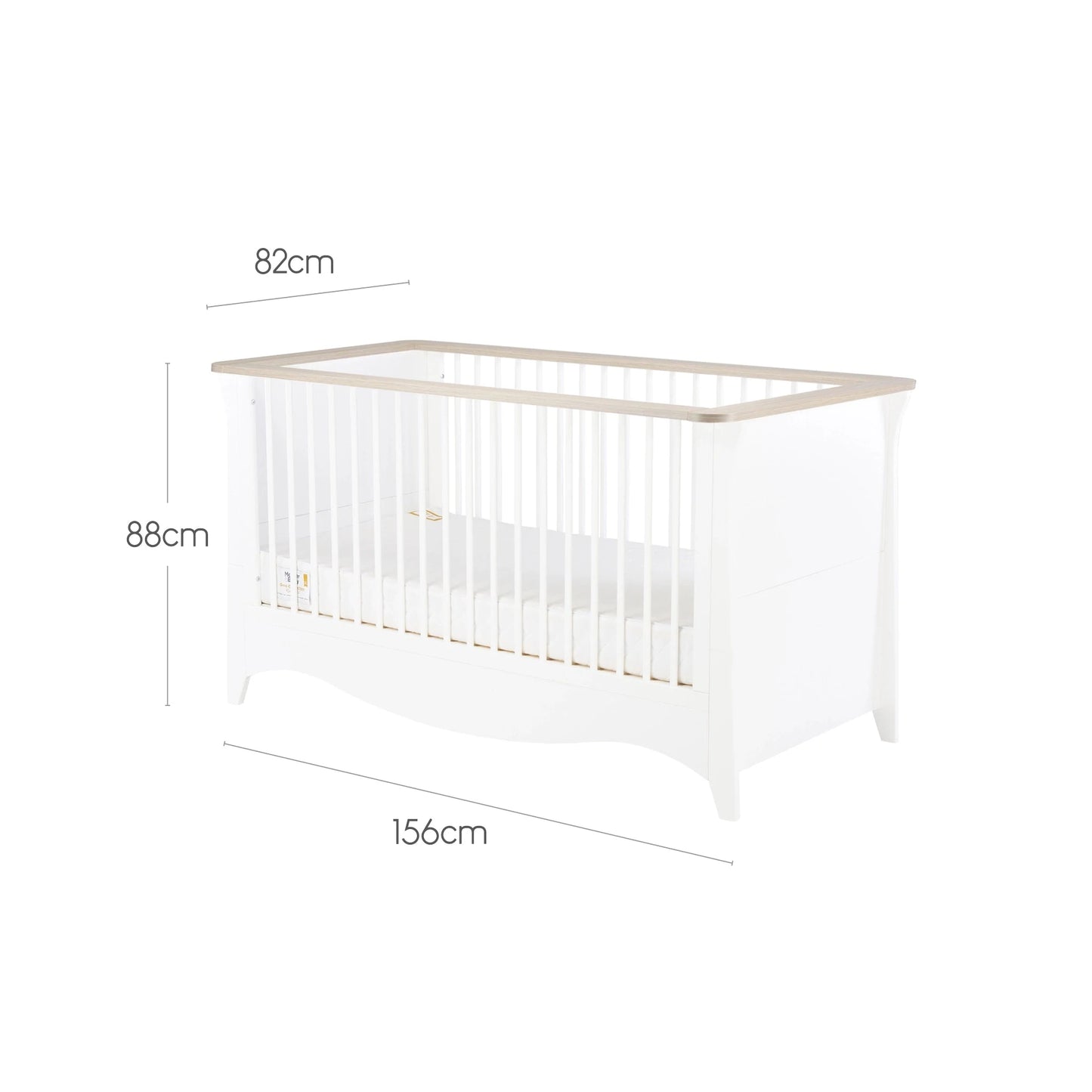 CuddleCo Clara Cot Bed - White & Ash