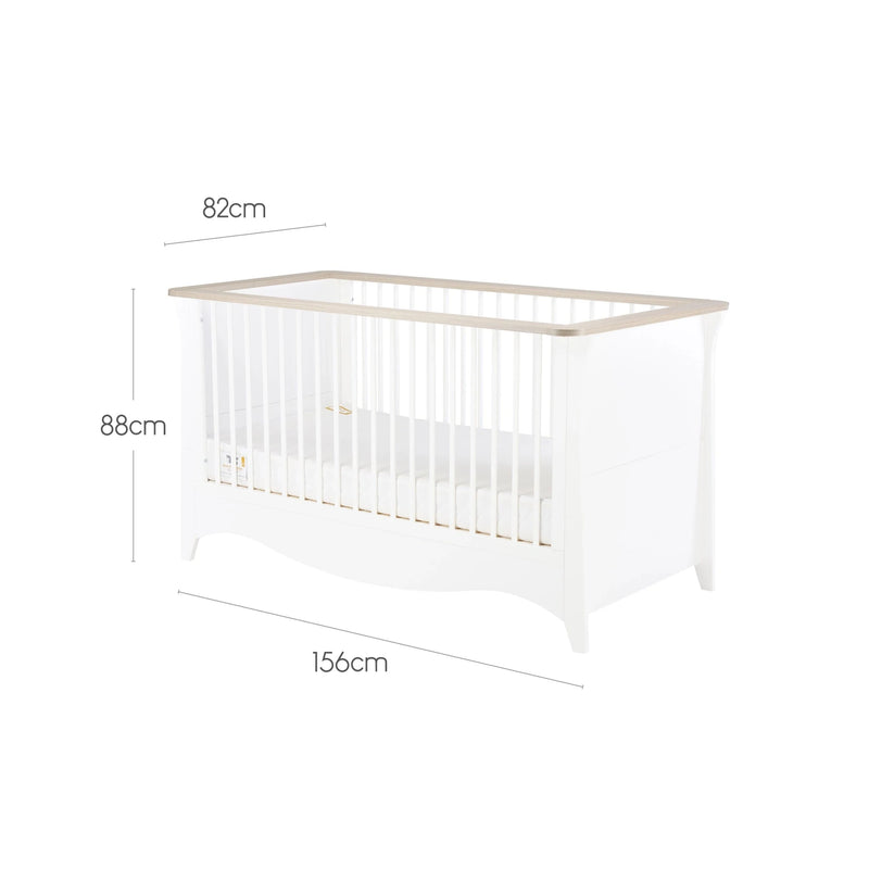 CuddleCo Clara Cot Bed - White & Ash