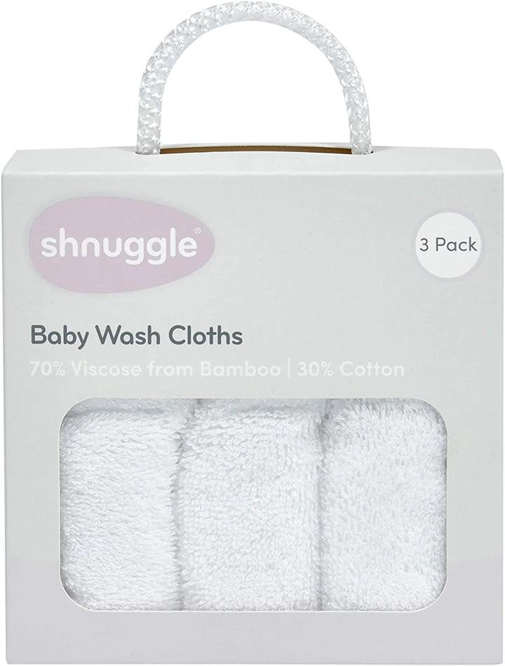 Shnuggle Bamboo Wash Cloths Pack Of 3 | White