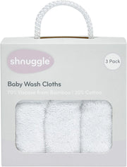 Shnuggle Bamboo Wash Cloths Pack Of 3 | White