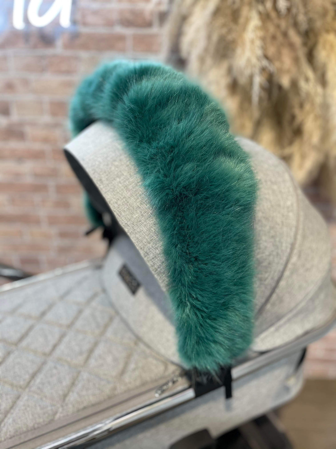 Jade Green Faux Fur Pram Hood Trim