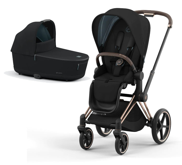 Cybex Priam Pushchair & Lux Carrycot - Sepia Black & Rose Gold