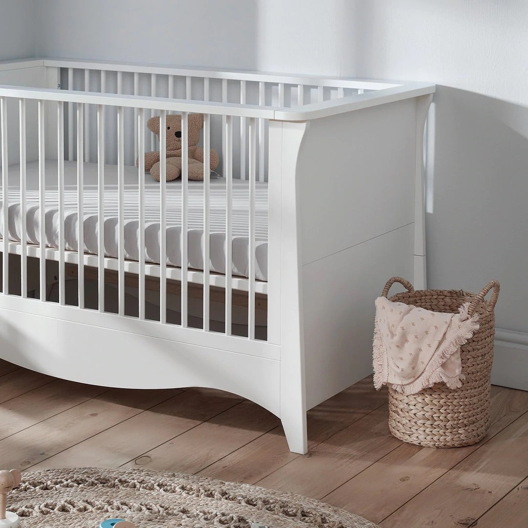 Clara 2 Piece Nursery Furniture Set (Cot Bed & Dresser) - White