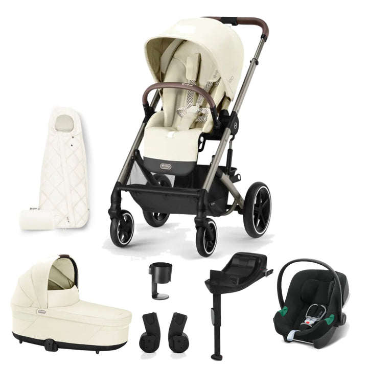 Cybex Balios S Lux Comfort Bundle with Aton B2 Car Seat | Seashell Beige (2023)