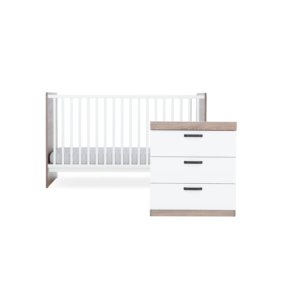 Cuddleco Enzo 2 Piece Nursery Furniture Set - Truffle Oak & White