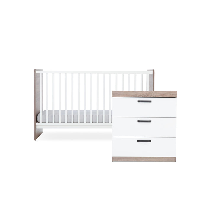 Cuddleco Enzo 2 Piece Nursery Furniture Set - Truffle Oak & White