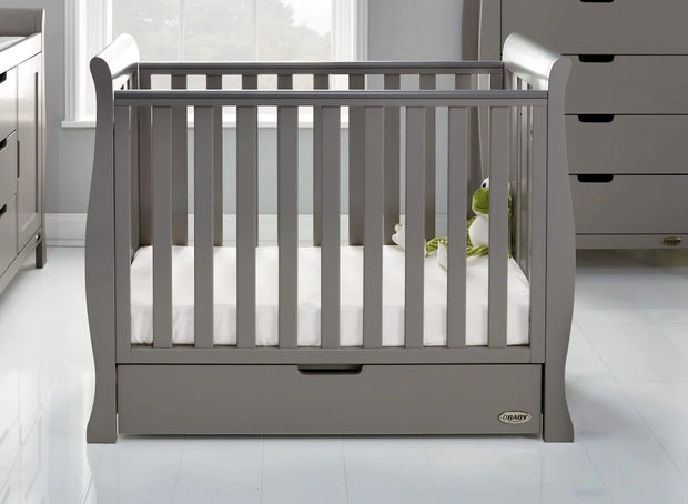 Obaby Stamford Mini Sleigh Cot Bed – Taupe Grey
