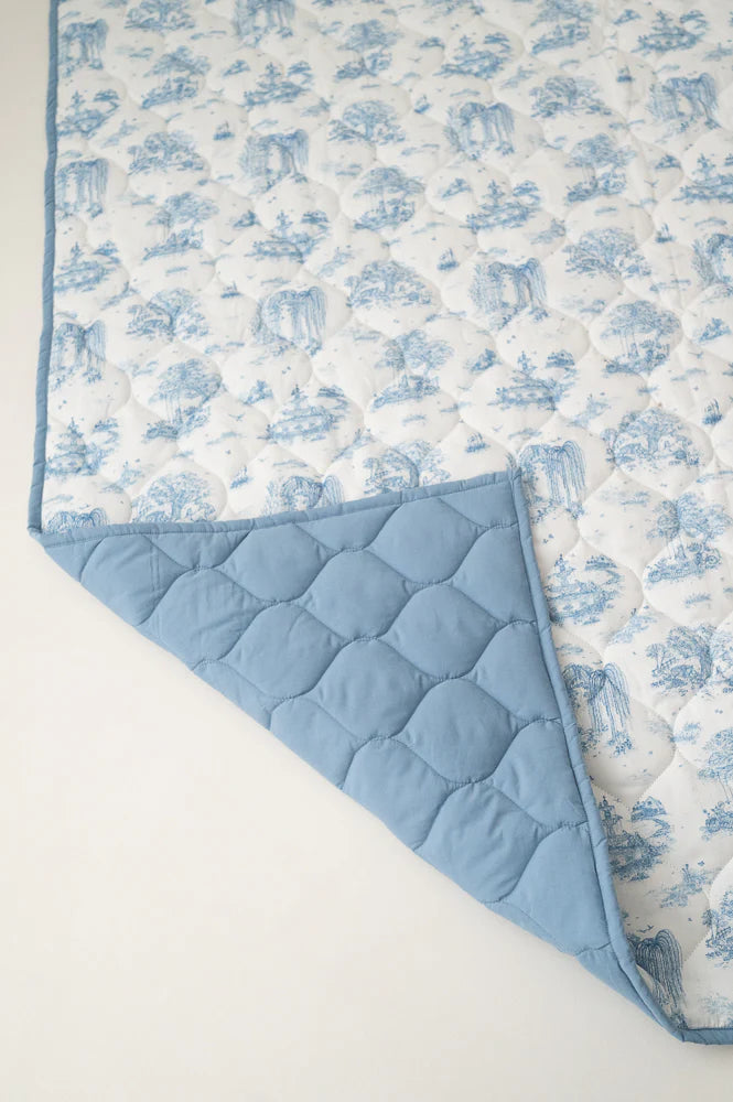 Gilded Bird Spring Toile Blue Quilted Playmat
