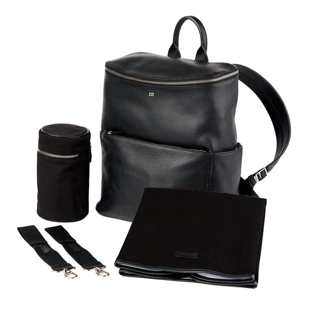 Bababing Santo Premium Leather Changing Bag - Black