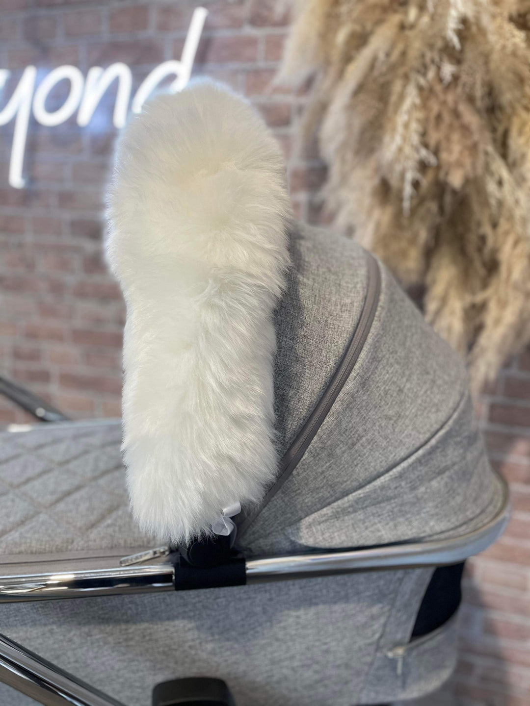 Polar Bear White Extra Fluffy Pram Hood Fur