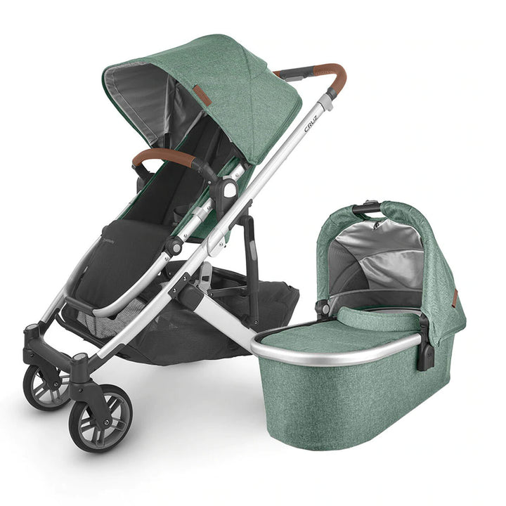 UPPAbaby Cruz Pushchair & Carrycot - Emmett (Sage Green Melange/Silver/Saddle Leather)