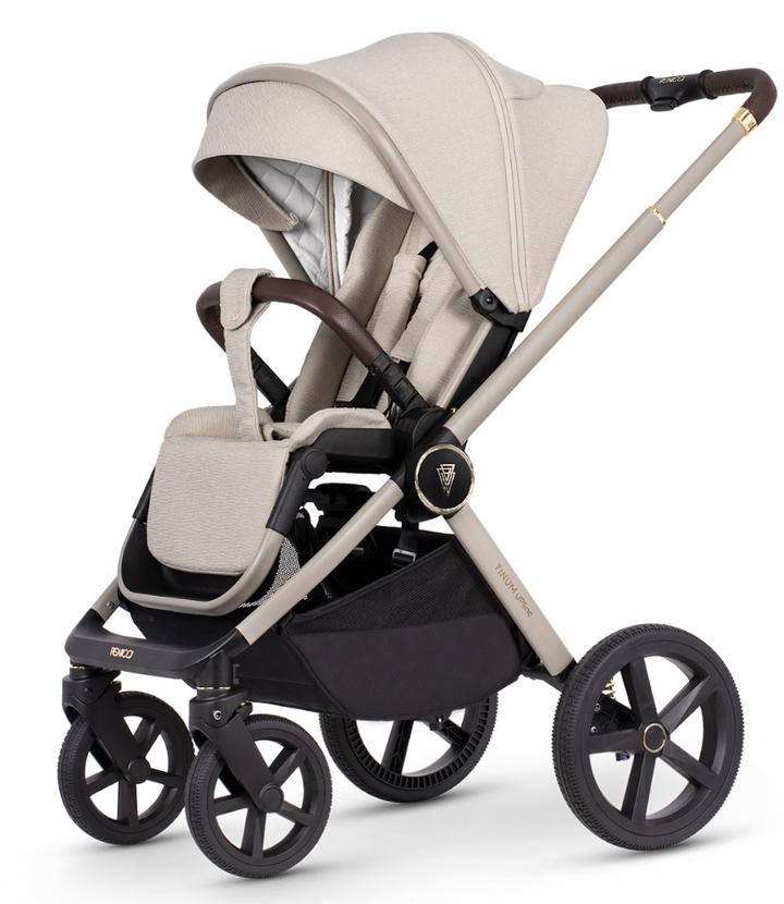 Venicci Tinum Upline 4in1 Travel System in Stone Beige with Maxi-Cosi Cabriofix i-Size Car Sear & Base