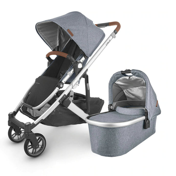 UPPAbaby Cruz Pushchair & Carrycot - Gregory (Blue Melange/Silver/Saddle Leather)