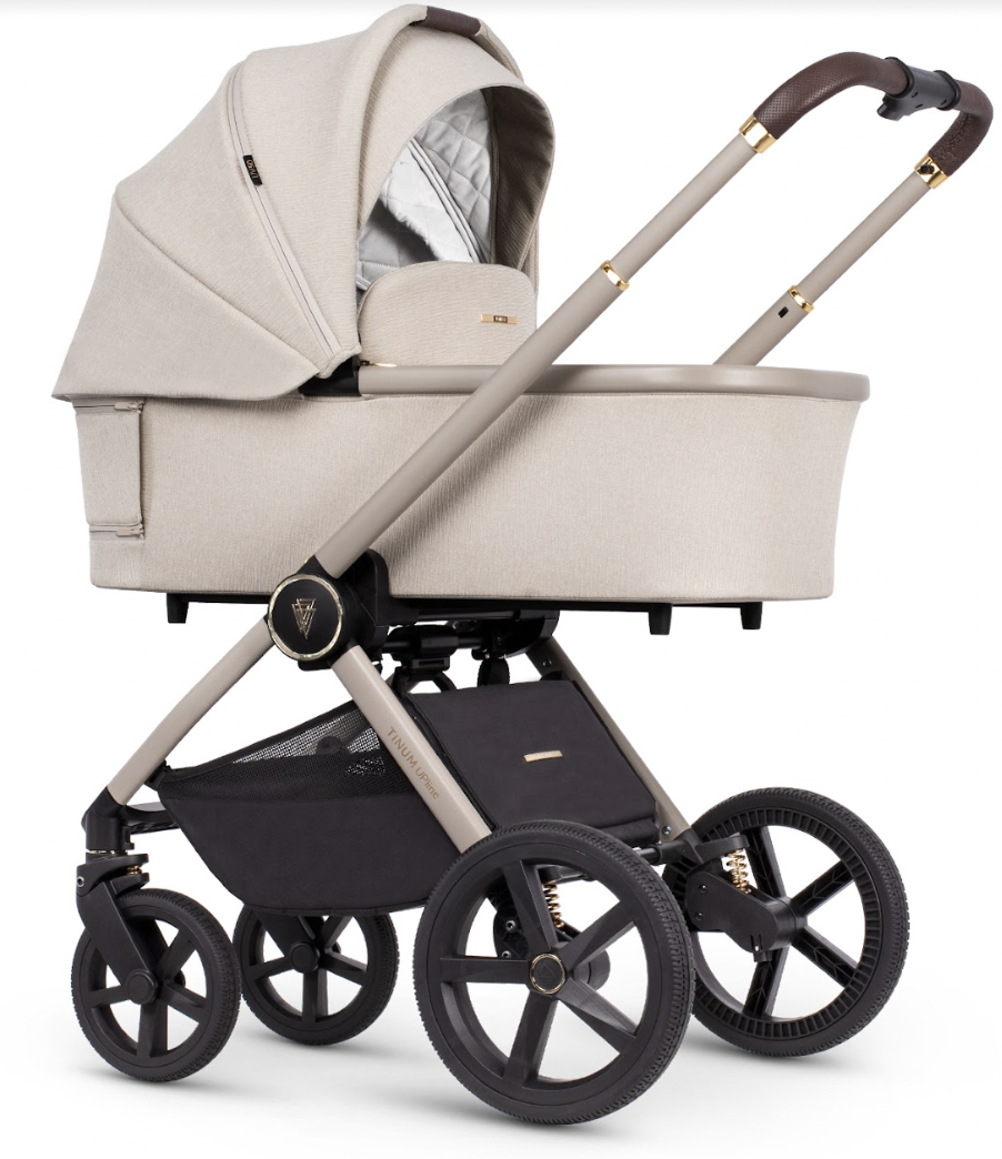 Venicci Tinum Upline 4in1 Travel System in Stone Beige with Maxi-Cosi Cabriofix i-Size Car Sear & Base