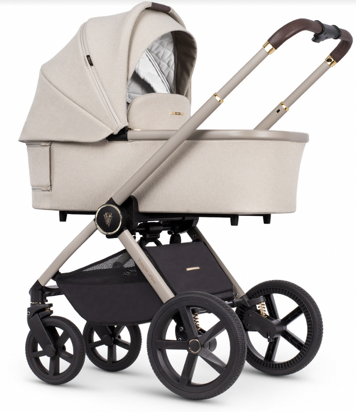 Venicci Tinum Upline 4in1 Travel System in Stone Beige with Maxi-Cosi Cabriofix i-Size Car Sear & Base