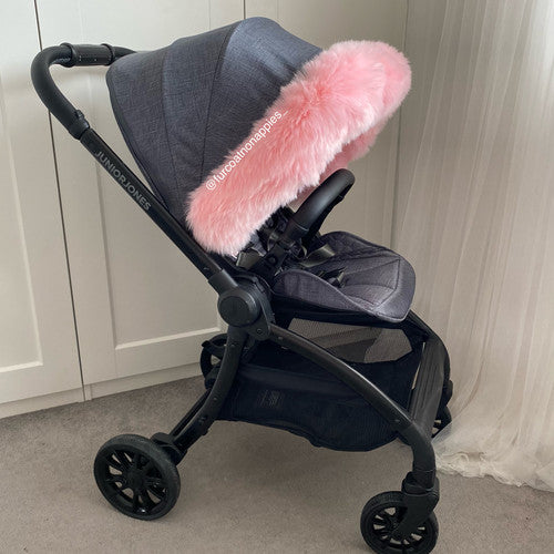 Baby Pink Extra Fluffy Pram Hood Fur