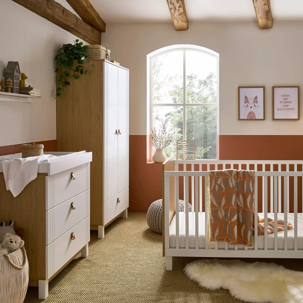 Cuddleco Rafi 5 Piece Nursery Furniture Set - Oak & White