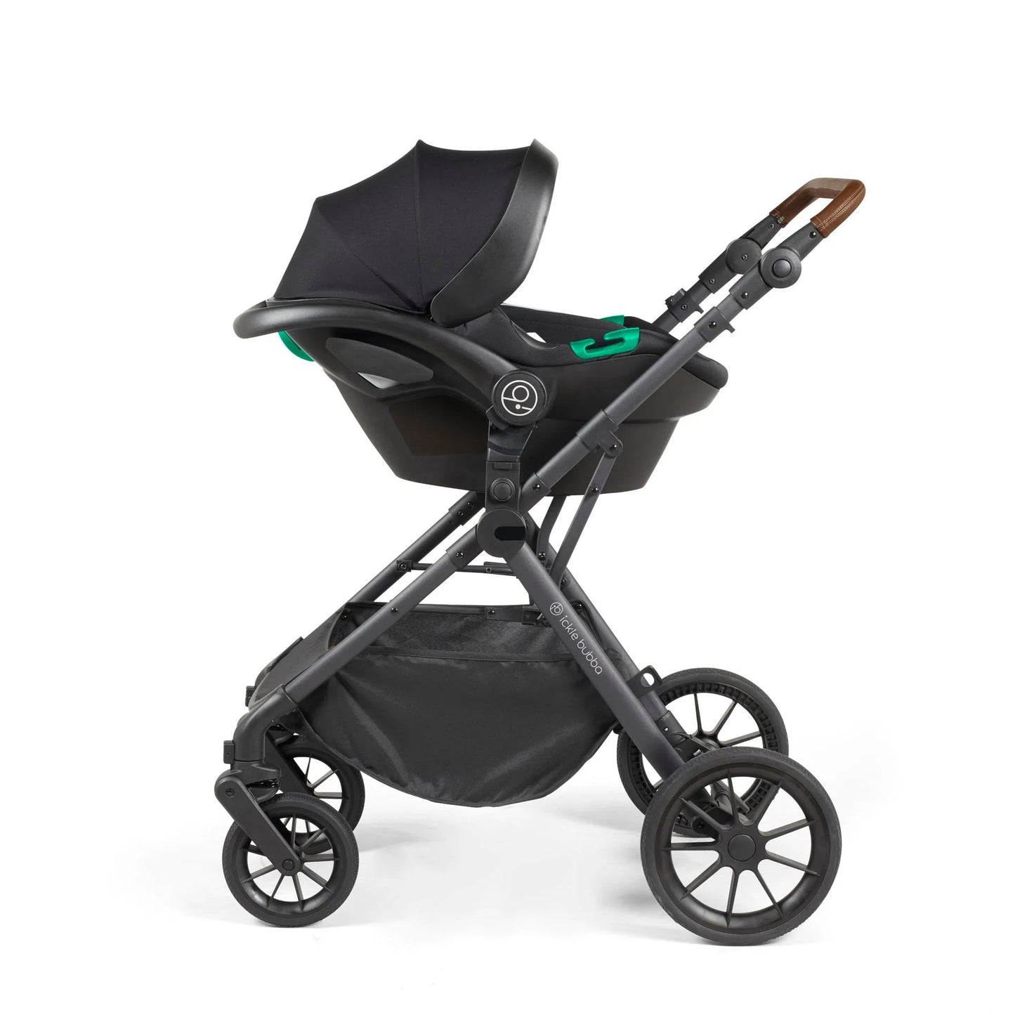Ickle Bubba Cosmo 9 Piece Travel System with i-Size Nimbus Spin Car Seat + Isofix Base - Black