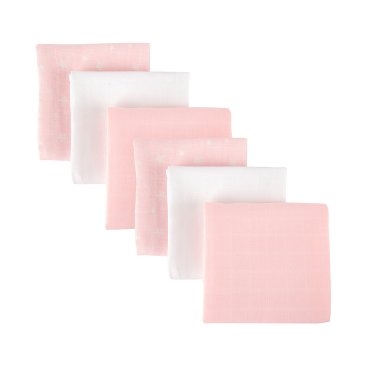 Mother&Baby Organic Cotton Muslins 6 Pack - Pink Star