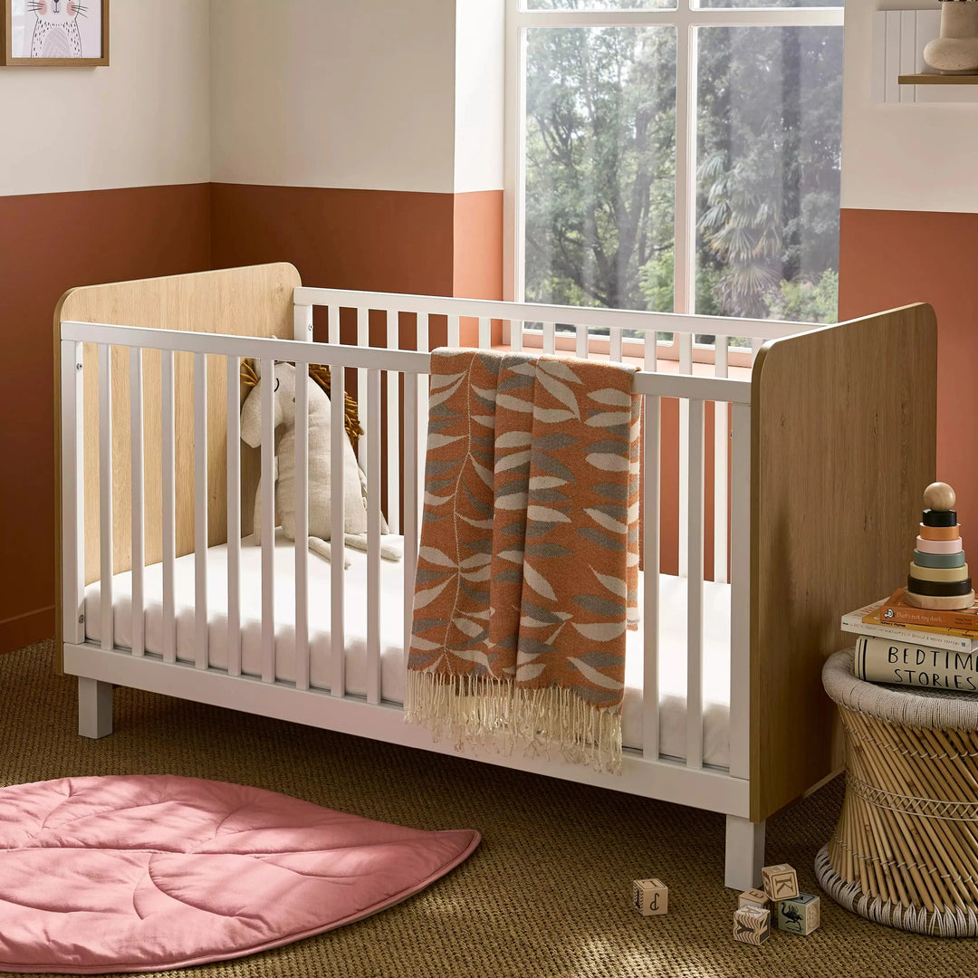 Cuddleco Rafi Cot Bed - Oak & White