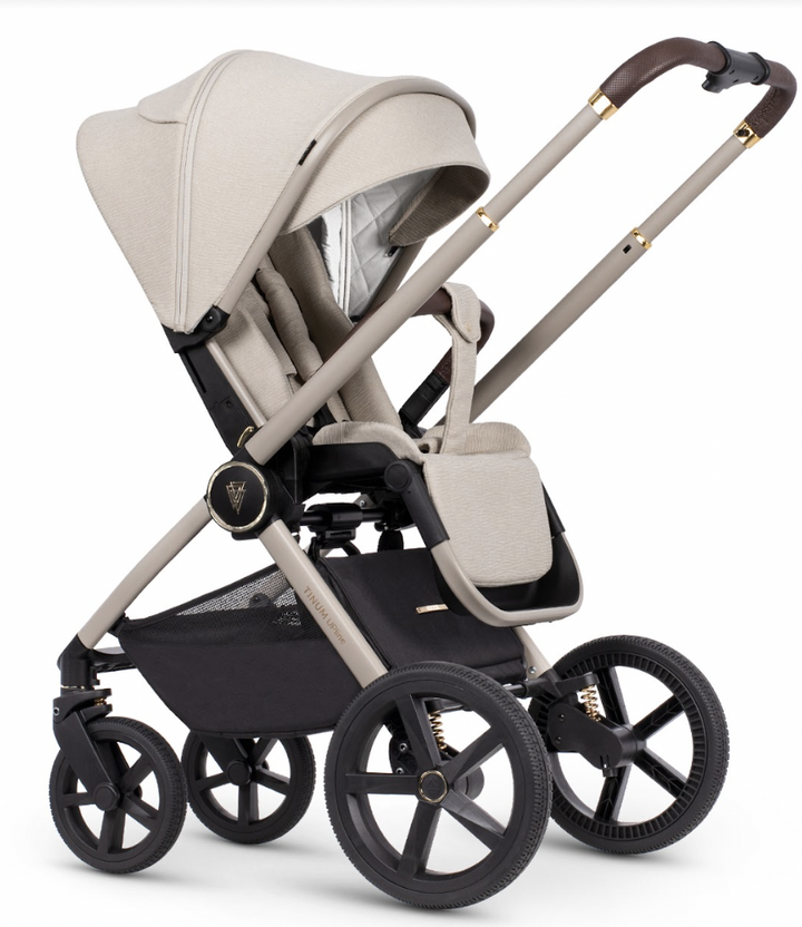 Venicci Tinum Upline 4in1 Travel System in Stone Beige with Maxi-Cosi Cabriofix i-Size Car Sear & Base