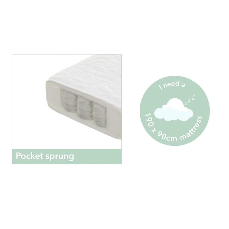 Obaby Gatsby Velvet Single Bed - Grey
