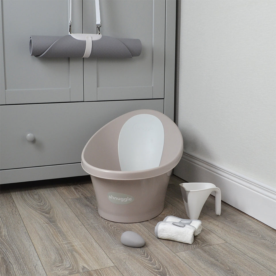 Shnuggle Newborn Support and Baby Bath Bundle - Taupe