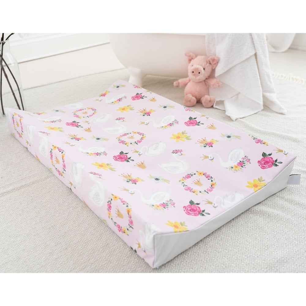 Gilded Bird Wedge Changing Mat - Swan On Pink – Bambinosandbeyond