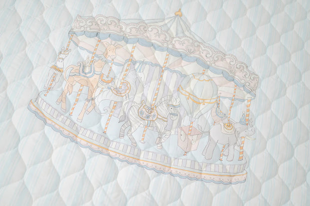 Gilded Bird Carousel Blue Stripe Quilted Playmat