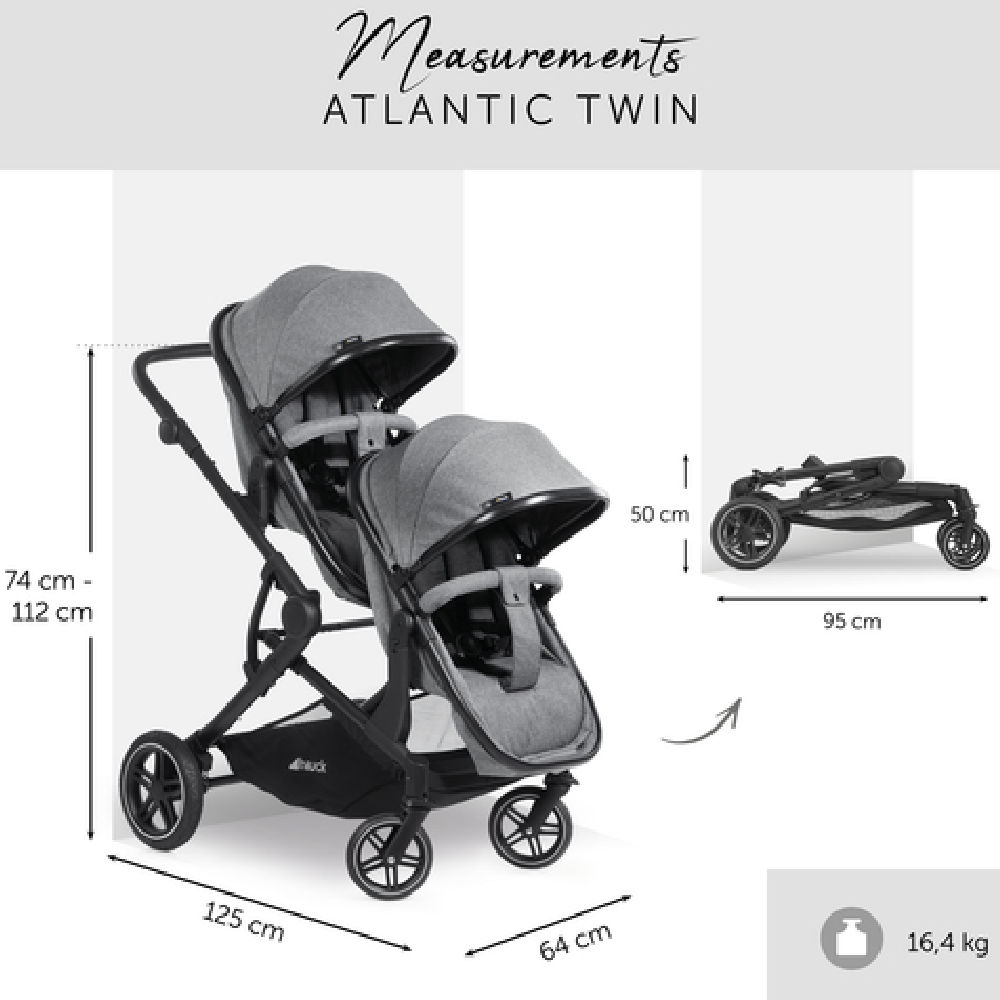 Hauck Melange Grey Atlantic Twin Tandem