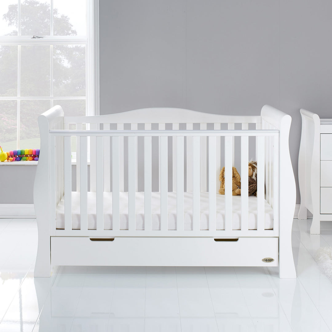 Obaby Stamford Luxe Sleigh Cot Bed - White